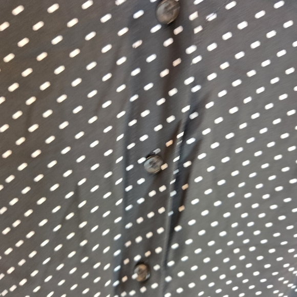 T. Tahari Womens Blouse Sz 1X Black White Polka Dot Full Front Button Semi Sheer - Picture 6 of 13